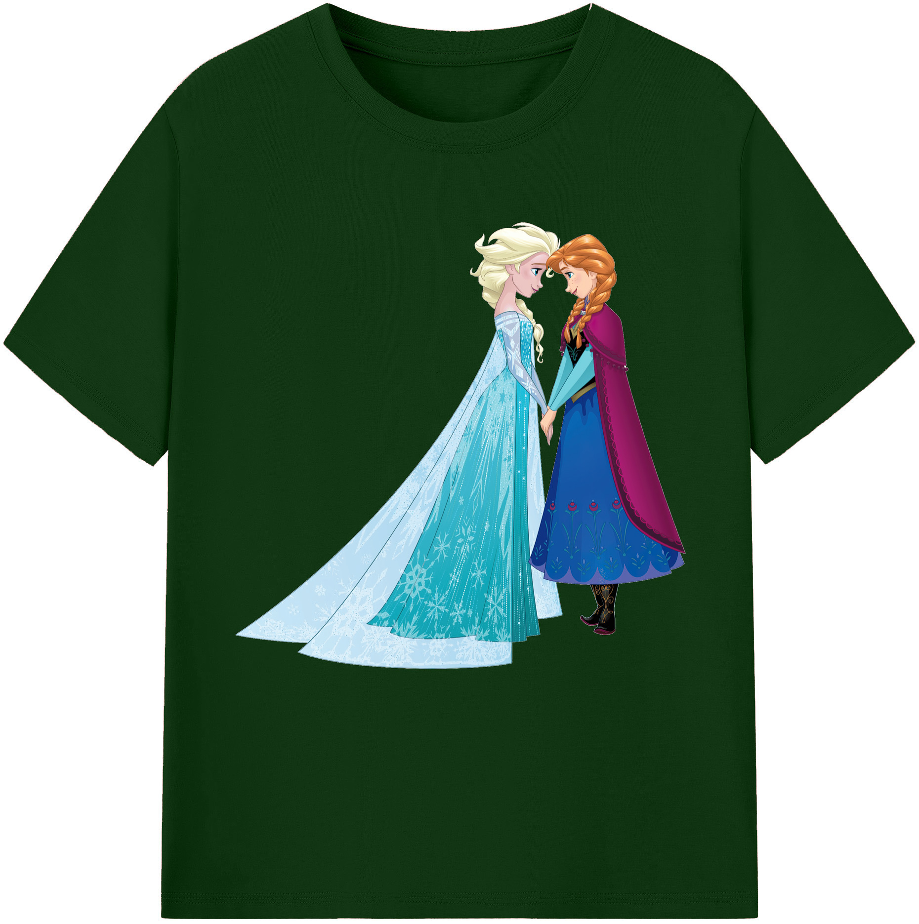 （画像用） アナと雪の女王 アンナ エルサ Frozen Anna Elsa 綿100％半袖Tシャツ（フロントプリント）